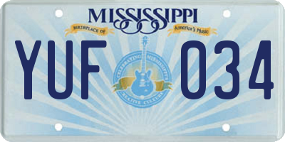 MS license plate YUF034
