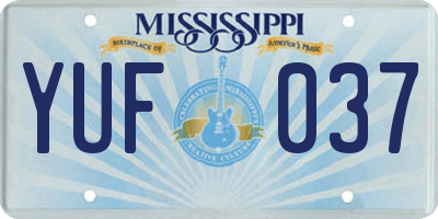 MS license plate YUF037