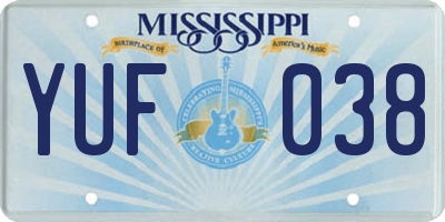 MS license plate YUF038