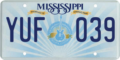MS license plate YUF039