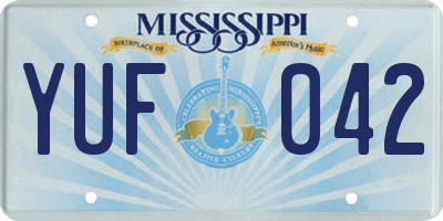 MS license plate YUF042