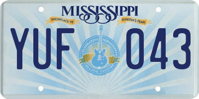MS license plate YUF043