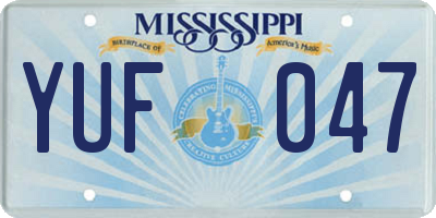 MS license plate YUF047