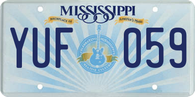 MS license plate YUF059