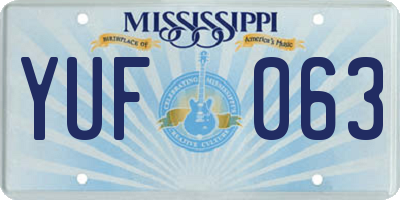 MS license plate YUF063