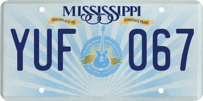 MS license plate YUF067