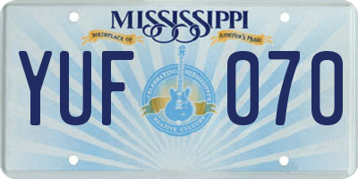 MS license plate YUF070