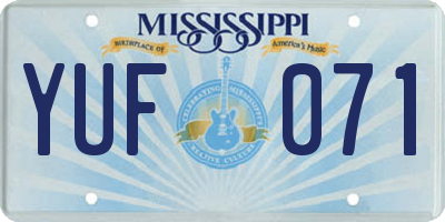 MS license plate YUF071