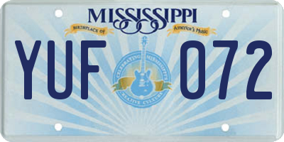 MS license plate YUF072