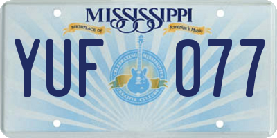 MS license plate YUF077