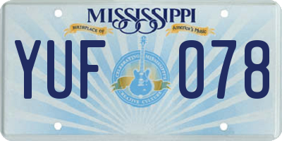 MS license plate YUF078