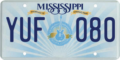 MS license plate YUF080