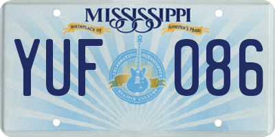 MS license plate YUF086