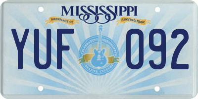 MS license plate YUF092