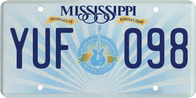 MS license plate YUF098