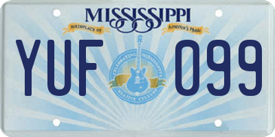 MS license plate YUF099