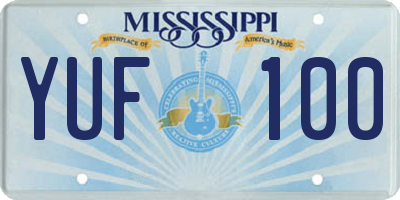 MS license plate YUF100