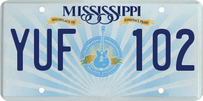 MS license plate YUF102