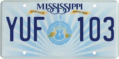 MS license plate YUF103