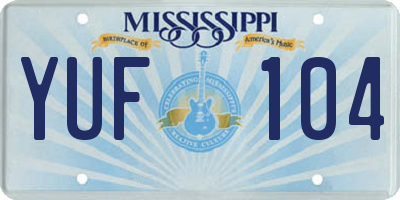 MS license plate YUF104