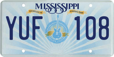 MS license plate YUF108