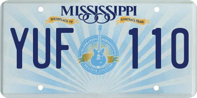 MS license plate YUF110