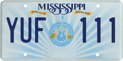 MS license plate YUF111