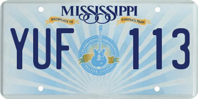 MS license plate YUF113