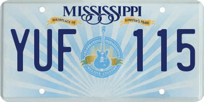 MS license plate YUF115