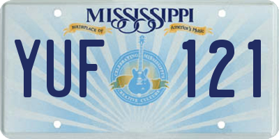 MS license plate YUF121