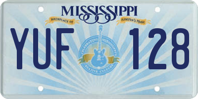 MS license plate YUF128