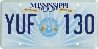 MS license plate YUF130