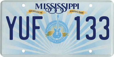 MS license plate YUF133