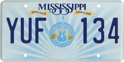MS license plate YUF134