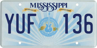 MS license plate YUF136