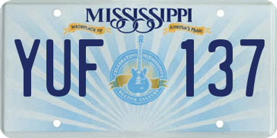MS license plate YUF137
