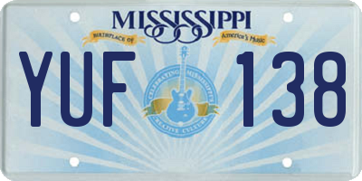 MS license plate YUF138
