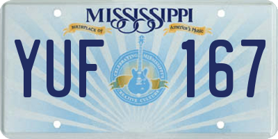 MS license plate YUF167