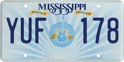 MS license plate YUF178