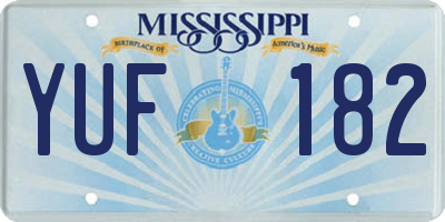 MS license plate YUF182