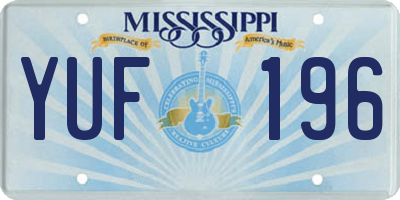 MS license plate YUF196