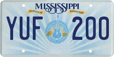 MS license plate YUF200