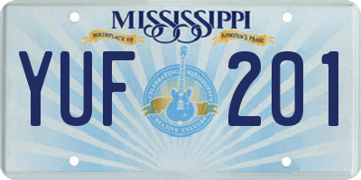 MS license plate YUF201