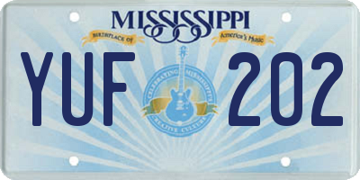 MS license plate YUF202