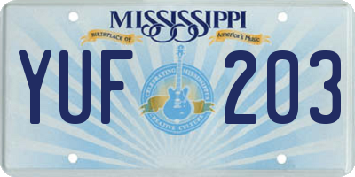 MS license plate YUF203