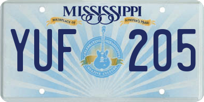 MS license plate YUF205