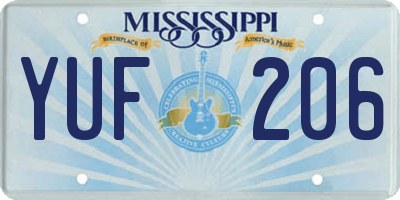 MS license plate YUF206