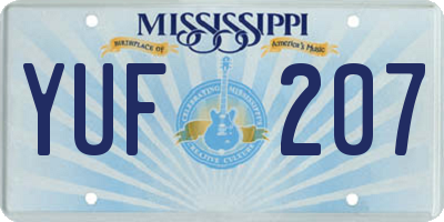 MS license plate YUF207