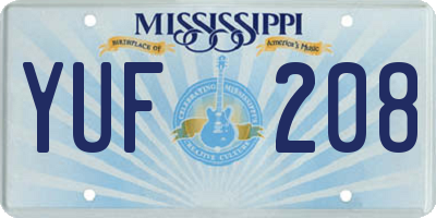 MS license plate YUF208