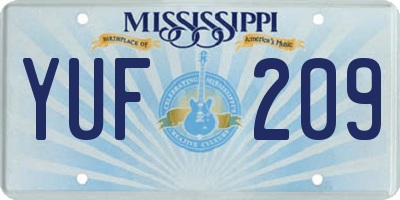 MS license plate YUF209